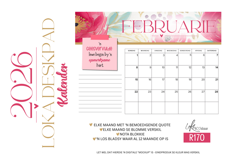 2026 Deskpad Kalender